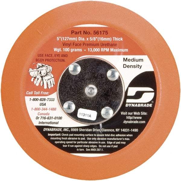 Dynabrade - 5" Diam Adhesive/PSA Disc Backing Pad - Medium Density, 13,000 RPM - Caliber Tooling