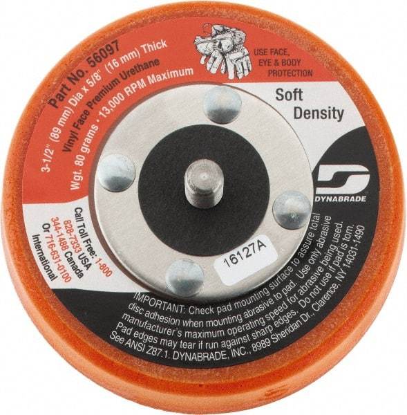 Dynabrade - 3-1/2" Diam Adhesive/PSA Disc Backing Pad - Soft Density, 13,000 RPM - Caliber Tooling