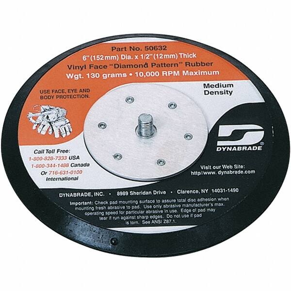 Dynabrade - 6" Diam Adhesive/PSA Disc Backing Pad - Medium Density, 13,000 RPM - Caliber Tooling