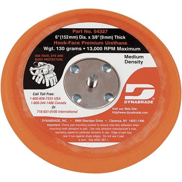 Dynabrade - 6" Diam Hook & Loop Disc Backing Pad - Medium Density, 13,000 RPM - Caliber Tooling