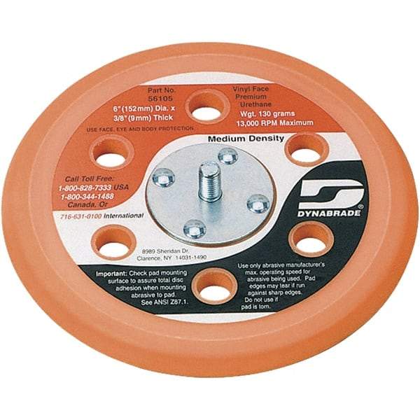 Dynabrade - 6" Diam Adhesive/PSA Disc Backing Pad - Medium Density, 13,000 RPM - Caliber Tooling