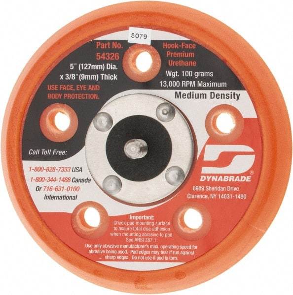 Dynabrade - 5" Diam Hook & Loop Disc Backing Pad - Medium Density, 13,000 RPM - Caliber Tooling