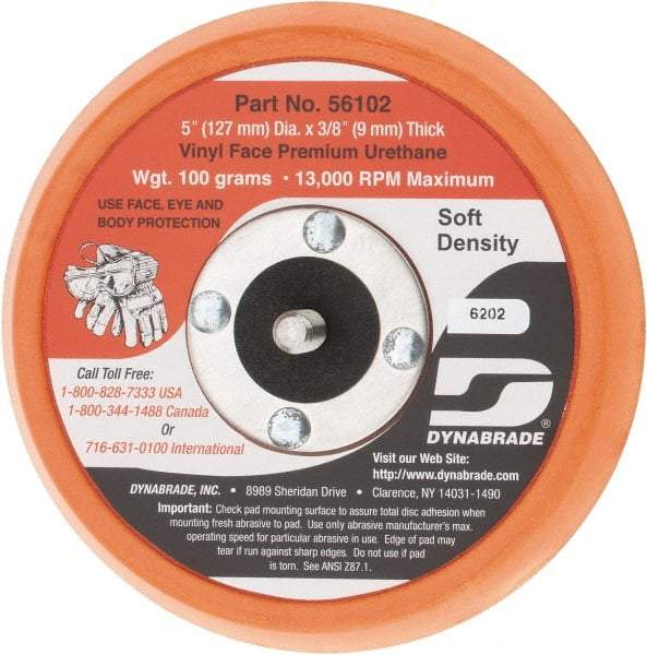 Dynabrade - 5" Diam Adhesive/PSA Disc Backing Pad - Soft Density, 13,000 RPM - Caliber Tooling