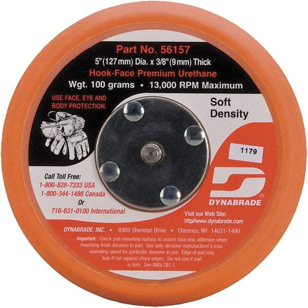 Dynabrade - 5" Diam Hook & Loop Disc Backing Pad - Soft Density, 13,000 RPM - Caliber Tooling