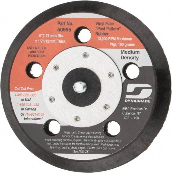 Dynabrade - 5" Diam Adhesive/PSA Disc Backing Pad - Medium Density, 13,000 RPM - Caliber Tooling