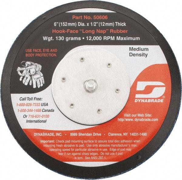 Dynabrade - 6" Diam Hook & Loop Disc Backing Pad - Medium Density, 13,000 RPM - Caliber Tooling