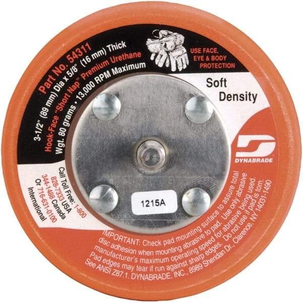 Dynabrade - 3-1/2" Diam Hook & Loop Disc Backing Pad - Soft Density, 13,000 RPM - Caliber Tooling