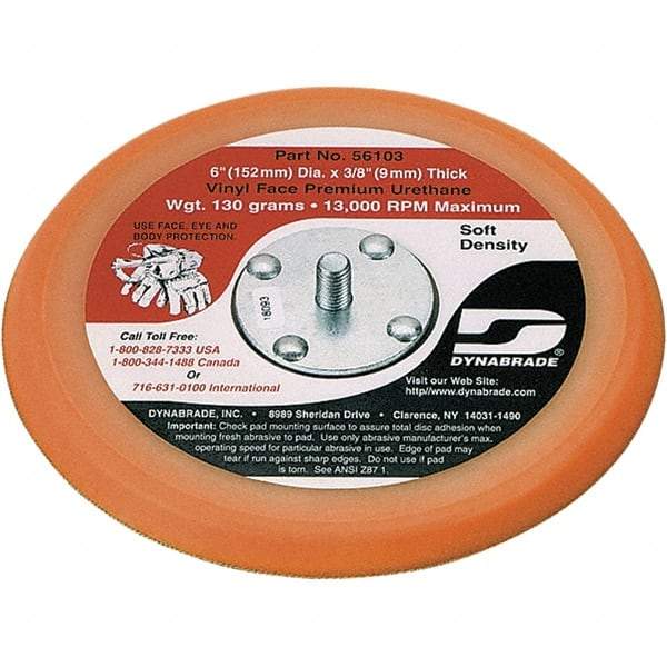 Dynabrade - 6" Diam Adhesive/PSA Disc Backing Pad - Soft Density, 13,000 RPM - Caliber Tooling