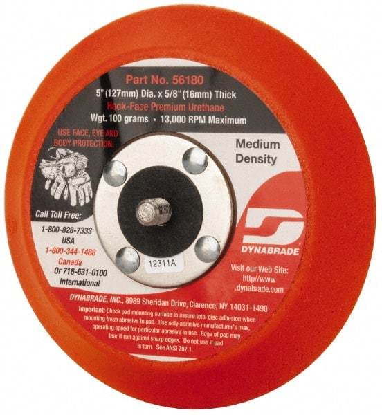 Dynabrade - 5" Diam Hook & Loop Disc Backing Pad - Medium Density, 13,000 RPM - Caliber Tooling