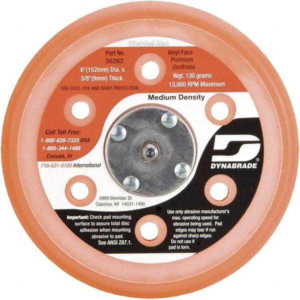 Dynabrade - 6" Diam Adhesive/PSA Disc Backing Pad - Medium Density, 13,000 RPM - Caliber Tooling