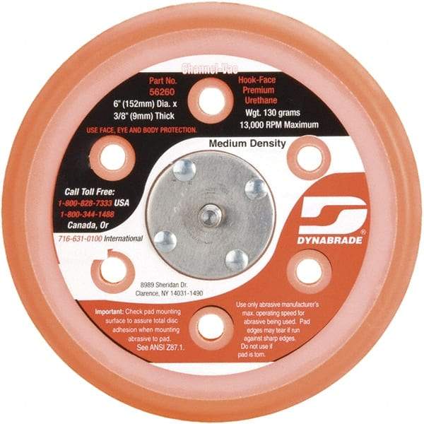 Dynabrade - 6" Diam Hook & Loop Disc Backing Pad - Medium Density, 13,000 RPM - Caliber Tooling