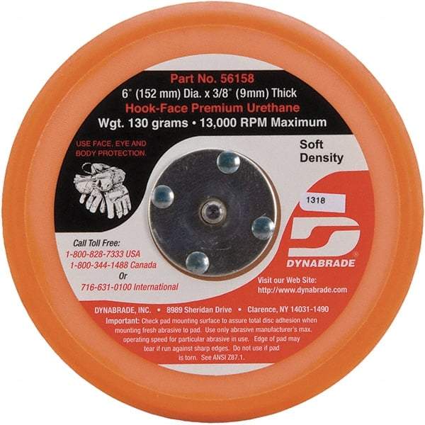 Dynabrade - 6" Diam Hook & Loop Disc Backing Pad - Soft Density, 13,000 RPM - Caliber Tooling