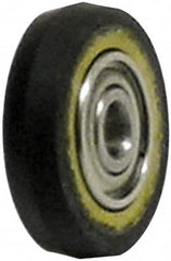 Dynabrade - 1" Diam x 3/8" Wide Contact Wheel - 1/8" Arbor Hole, V Shape, 90 Duro Urethane Face - Caliber Tooling