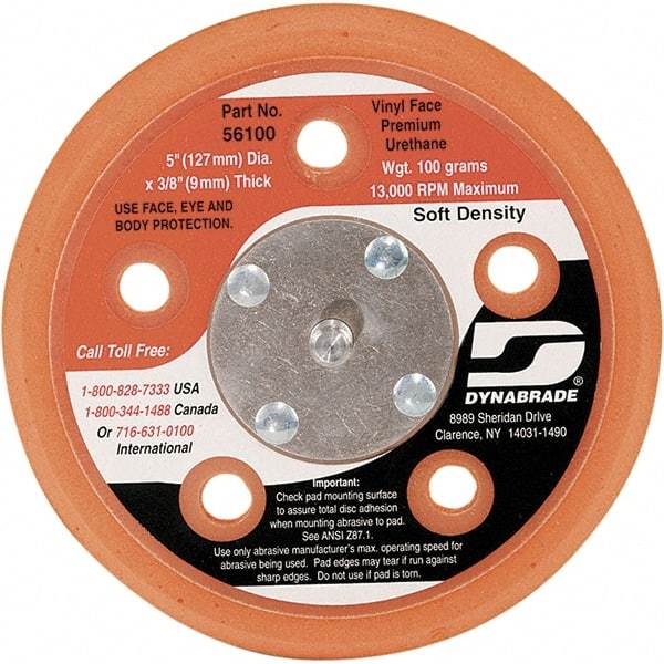 Dynabrade - 5" Diam Adhesive/PSA Disc Backing Pad - Soft Density, 13,000 RPM - Caliber Tooling