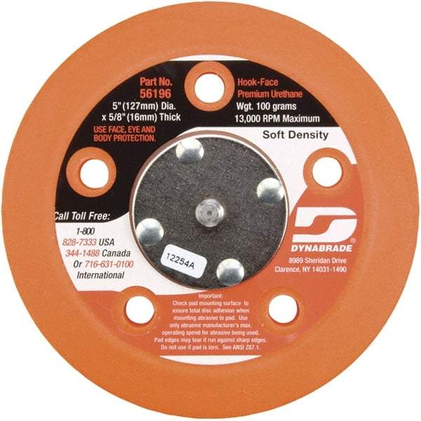 Dynabrade - 5" Diam Hook & Loop Disc Backing Pad - Soft Density, 13,000 RPM - Caliber Tooling