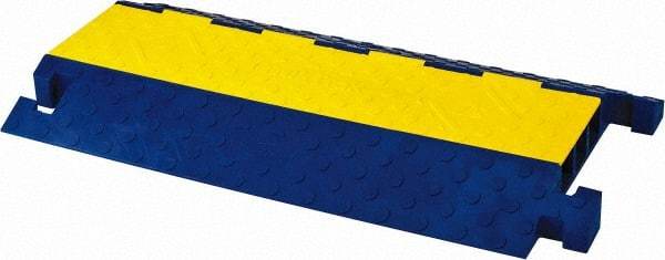 Hubbell Wiring Device-Kellems - 3 Channel, T-Shaped, Drop Over Cable Ramp - 36 Inch Long x 20 Inch Wide x 3.05 Inch High, Yellow and Blue - Caliber Tooling