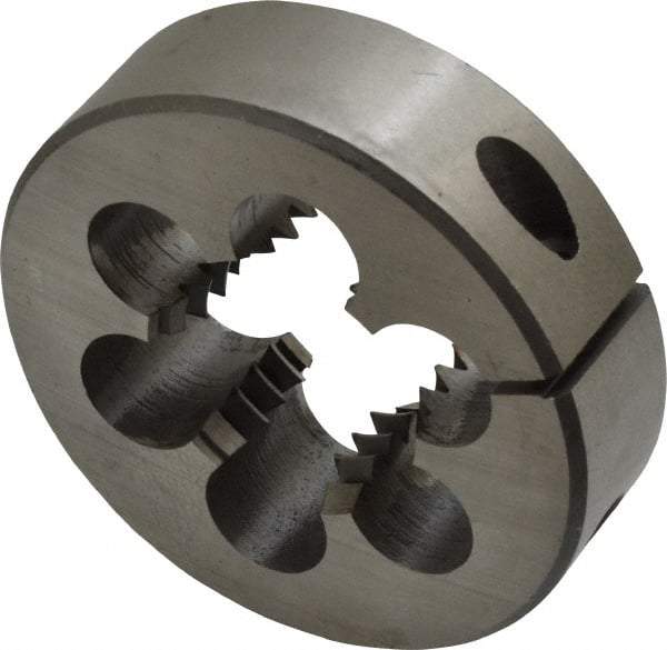 Interstate - 1-1/8 - 7 UNC Thread, 2-1/2" Outside Diam High Speed Steel Round Die - Right Hand Thread, Adjustable - Exact Industrial Supply