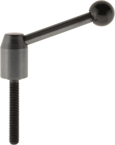 J.W. Winco - M8 x 1.25, 13.5mm Hub Diam, Steel Threaded Stud Adjustable Clamping Handle - 70mm OAL, 33.5mm High - Caliber Tooling