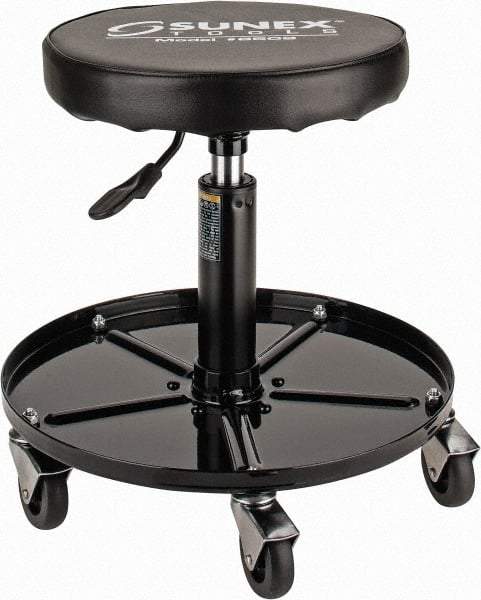 Sunex Tools - 15-1/2 to 20-1/2" High, Adjustable Height Stool - Vinyl Seat, Black - Caliber Tooling