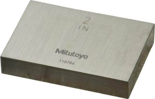 Mitutoyo - 2" Rectangular Steel Gage Block - Accuracy Grade AS-1, Includes Certificate of Inspection - Caliber Tooling