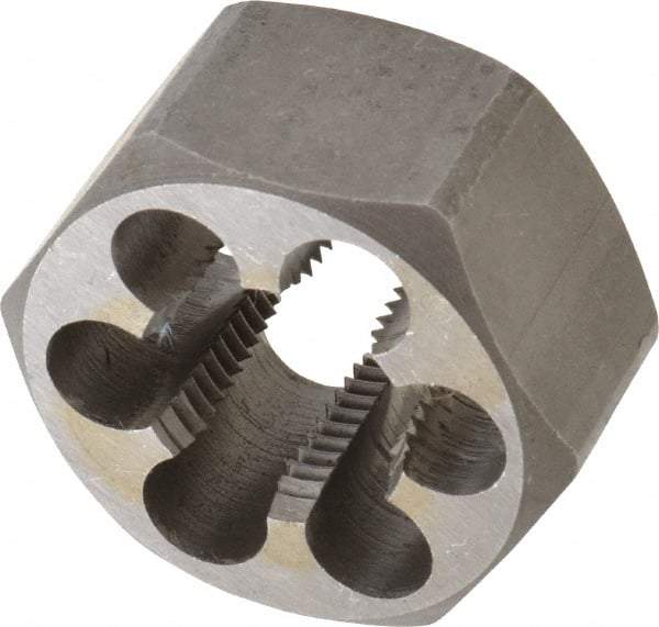 Interstate - M24x2.00 Metric Fine Thread, 1-13/16" Hex, Right Hand Thread, Hex Rethreading Die - Carbon Steel, 1" Thick - Exact Industrial Supply