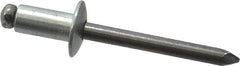 Marson - Button Head Steel Open End Blind Rivet - Steel Mandrel, 0.126" to 1/4" Grip, 1/2" Head Diam, 0.257" to 0.261" Hole Diam, 1/2" Length Under Head, 1/4" Body Diam - Caliber Tooling