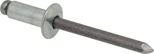 Marson - Button Head Steel Open End Blind Rivet - Steel Mandrel, 0.251" to 3/8" Grip, 1/2" Head Diam, 0.257" to 0.261" Hole Diam, 5/8" Length Under Head, 1/4" Body Diam - Caliber Tooling