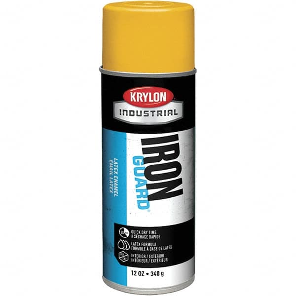 Krylon - OSHA Yellow, Gloss, Enamel Spray Paint - 12 to 15 Sq Ft per Can, 12 oz Container, Use on Masonry, Metal, Plaster, Plastic Foam & Wicker, Plastics, Wood - Caliber Tooling