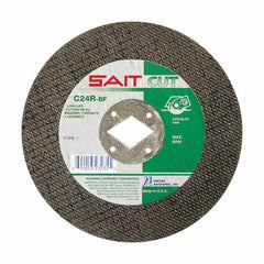 Sait - 8" 24 Grit Silicon Carbide Cutoff Wheel - 3/32" Thick, 7/8" Arbor, 7,600 Max RPM, Use with Circular Saws - Caliber Tooling