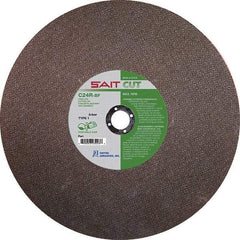 Sait - 14" 24 Grit Silicon Carbide Cutoff Wheel - 1/8" Thick, 20mm Arbor, 5,460 Max RPM, Use with Portable Tools - Caliber Tooling