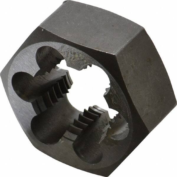 Interstate - M33x3.50 Metric Coarse Thread, 2-3/16" Hex, Right Hand Thread, Hex Rethreading Die - Carbon Steel, 1" Thick - Exact Industrial Supply