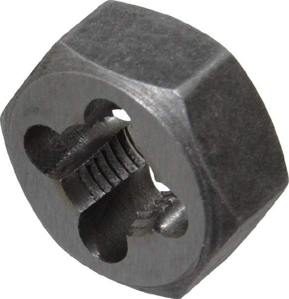 Interstate - 3/8-24 UNF Thread, 25/32" Hex, Left Hand Thread, Hex Rethreading Die - Carbon Steel, 3/8" Thick - Exact Industrial Supply