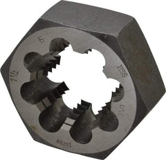 Interstate - 1-1/2 - 6 UNC Thread, 2-9/16" Hex, Right Hand Thread, Hex Rethreading Die - High Speed Steel, 1" Thick - Exact Industrial Supply