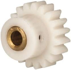 Made in USA - 24 Pitch, 0.791" Pitch Diam, 7/8" OD, 19 Tooth Spur Gear - 1/4" Face Width, 3/16" Bore Diam, 35/64" Hub Diam, 20° Pressure Angle, Acetal - Caliber Tooling