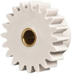 Made in USA - 24 Pitch, 0.833" Pitch Diam, 0.917" OD, 20 Tooth Spur Gear - 1/4" Face Width, 3/16" Bore Diam, 35/64" Hub Diam, 20° Pressure Angle, Acetal - Caliber Tooling