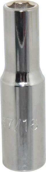 Proto - 7/16", 1/2" Drive, Deep Hand Socket - 6 Points, 3-1/4" OAL, Chrome Finish - Caliber Tooling