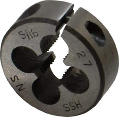 Interstate - 5/16-27 UNS Thread, 1" Outside Diam High Speed Steel Round Die - Right Hand Thread, Adjustable - Exact Industrial Supply