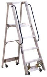 Louisville - 48" 4 Step Ladder - Rolling Platform Ladder, 300 Lb Capacity, 4" Platform Height, 24-1/4" Base Width x 44-3/4" Base Depth - Caliber Tooling