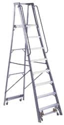 Louisville - 120" 10 Step Ladder - Rolling Platform Ladder, 300 Lb Capacity, 10" Platform Height, 33-1/4" Base Width x 76-3/4" Base Depth - Caliber Tooling