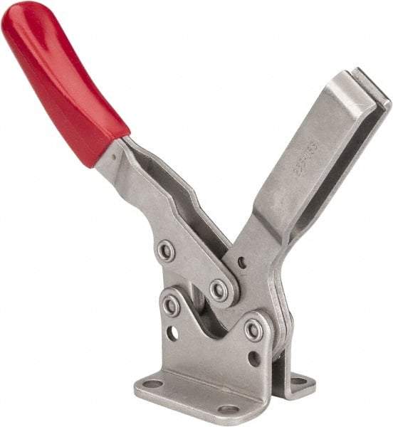 De-Sta-Co - 850 Lb Holding Capacity, Horizontal Handle, Manual Hold Down Toggle Clamp - 70° Handle Movement, 92° Bar Opening, U-Bar, Flanged Base, Electro-Plated Zinc, Stainless Steel - Caliber Tooling