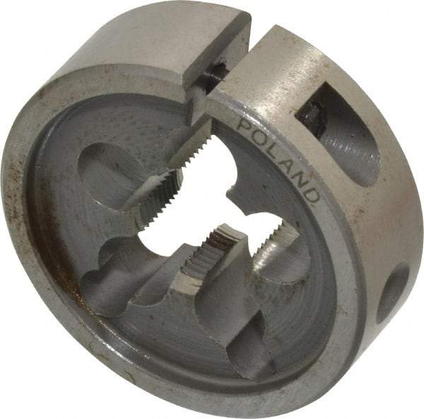 Interstate - 1/2-32 UNS Thread, 1-1/2" Outside Diam High Speed Steel Round Die - Right Hand Thread, Adjustable - Exact Industrial Supply