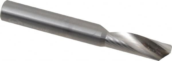 Onsrud - 3/8" Cutting Diam x 1-1/8" Length of Cut, 1 Flute, Upcut Spiral Router Bit - Uncoated, Right Hand Cut, Solid Carbide, 3" OAL x 3/8" Shank Diam, Single Edge, 22° Helix Angle - Caliber Tooling