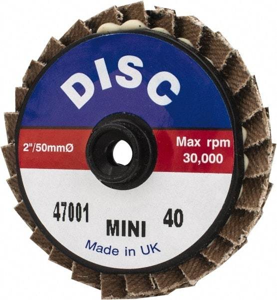 Garryson - 40 Grit, 2" Disc Diam, Type 27 Zirconia Alumina Flap Disc - 30,000 Max RPM, Nylon Backing, Quick Change Type S Attaching System, Coated - Caliber Tooling