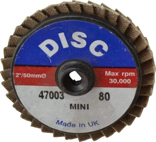 Garryson - 80 Grit, 2" Disc Diam, Type 27 Zirconia Alumina Flap Disc - 30,000 Max RPM, Nylon Backing, Quick Change Type S Attaching System, Coated - Caliber Tooling