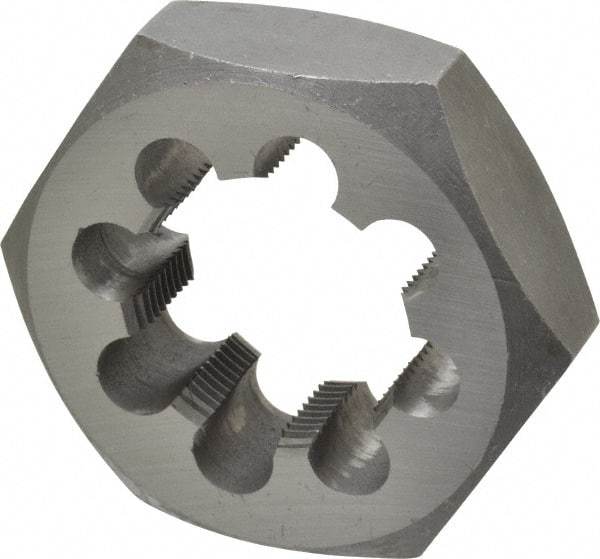 Interstate - 1-3/4 - 12 UNS Thread, 3-1/8" Hex, Right Hand Thread, Hex Rethreading Die - Carbon Steel, 1" Thick - Exact Industrial Supply