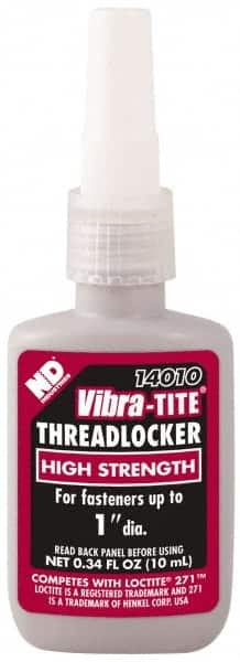 Vibra-Tite - 10 mL Bottle, Red, High Strength Liquid Threadlocker - Series 140, 24 hr Full Cure Time, Hand Tool, Heat Removal - Caliber Tooling