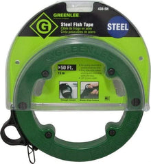 Greenlee - 50 Ft. Long x 1/8 Inch Wide, 3/64 Inch Thick, Steel Fish Tape - 400 Lb. Pulling Strength, Includes Case - Caliber Tooling