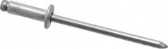 Marson - Button Head Aluminum Open End Blind Rivet - Aluminum Mandrel, 0.188" to 1/4" Grip, 1/4" Head Diam, 0.129" to 0.133" Hole Diam, 0.4" Length Under Head, 1/8" Body Diam - Caliber Tooling