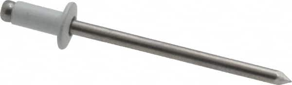 Marson - Button Head Aluminum Open End Blind Rivet - Aluminum Mandrel, 0.063" to 1/8" Grip, 1/4" Head Diam, 0.129" to 0.133" Hole Diam, 0.275" Length Under Head, 1/8" Body Diam - Caliber Tooling