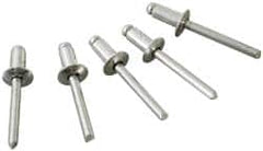 Marson - Button Head Aluminum Open End Blind Rivet - Aluminum Mandrel, 1/32" to 1/8" Grip, 3/8" Head Diam, 0.192" to 0.196" Hole Diam, 0.325" Length Under Head, 3/16" Body Diam - Caliber Tooling